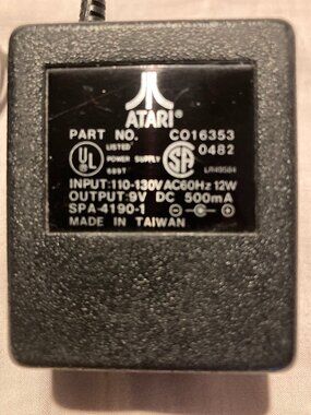 Atari AC Power Supply C016353 9V DC 500mA SPA-4190-1 OEM Vintage 2600 Console
